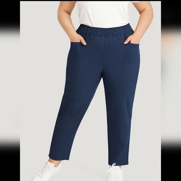 Bloomchic Solid Elastic‎ Waist Pocket High Rise Pants - Picture 5 of 11